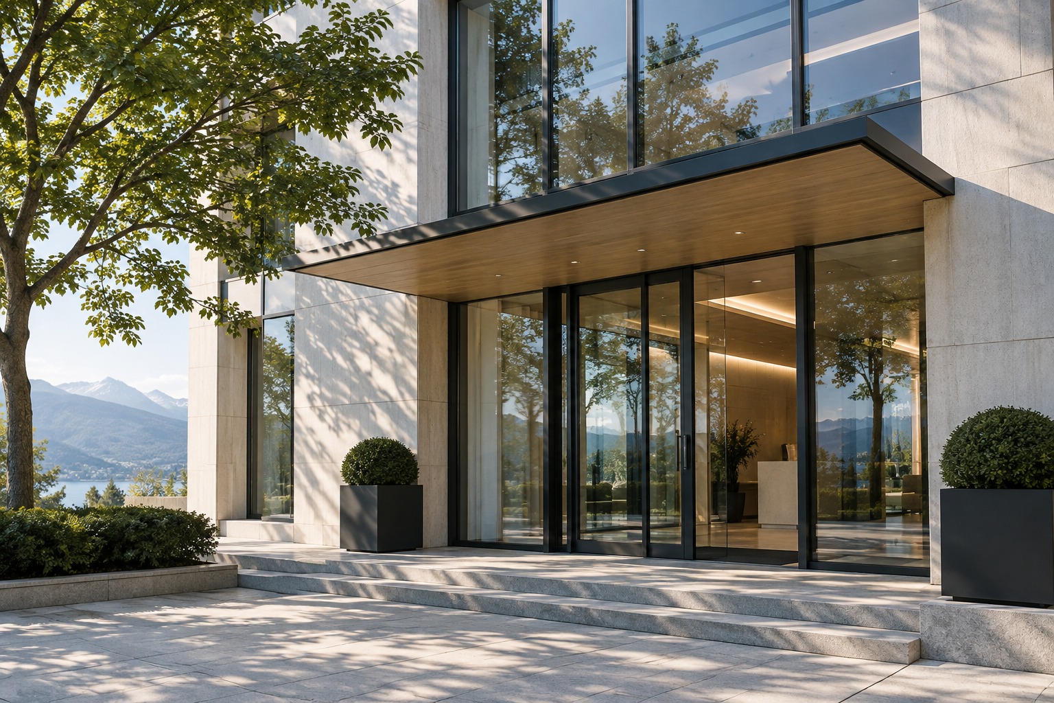 Entrée d’un bâtiment contemporain