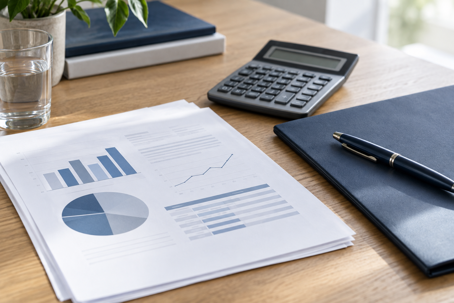 Documents comptables et calculatrice